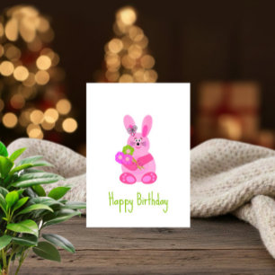 Bunny with flowers Birthday Card