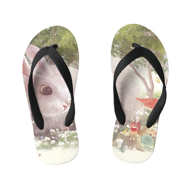 Bunny with Flowers Kid's Thongs (Footbed)