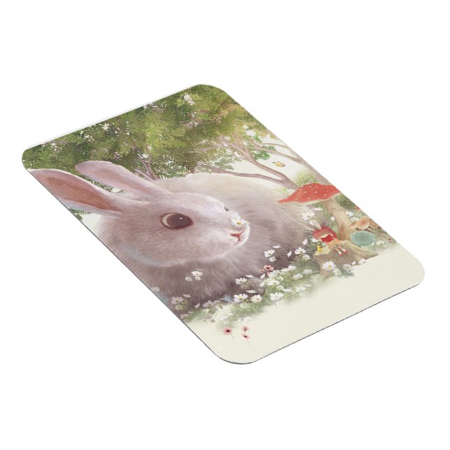 Bunny with Flowers Magnet (Right Side)