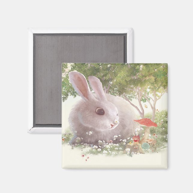 Bunny with Flowers Magnet (Front/Back)