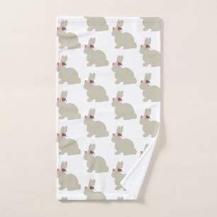 Bunny with Flowers Painting Pattern Towel Set