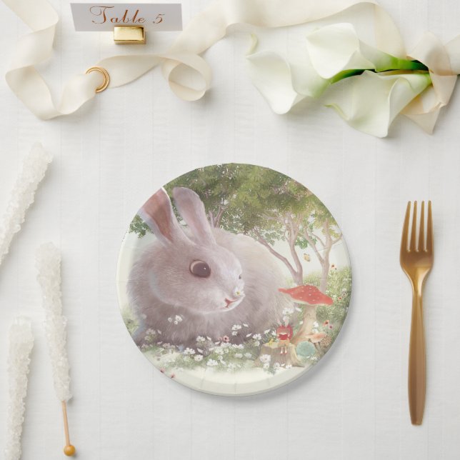 Bunny with Flowers Paper Plate (Wedding)