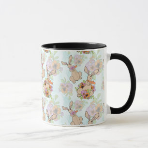 Bunny With Flowers Pattern Mug