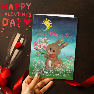 Bunny with flowers Valentine's Day Card