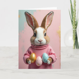 Bunny With Gifts Cute Holiday Card