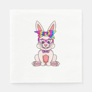 Bunny With Glasses And Tie Dye Bandanna Easter Hip Napkin