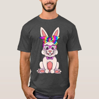 Bunny With Glasses And Tie Dye Bandanna Easter Hip T-Shirt