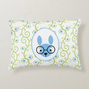 Bunny With Glasses Spring Floral Decorative Cushion