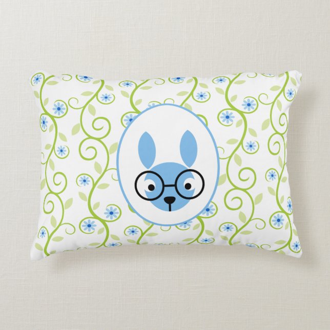Bunny With Glasses Spring Floral Decorative Cushion (Front)