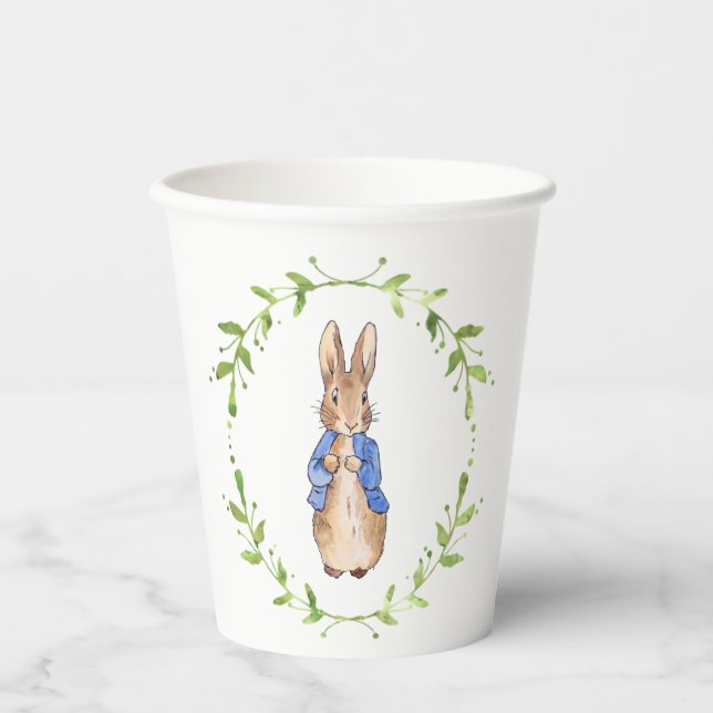 Bunny with Green leaf Wreath  Paper Cups (Front)