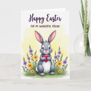Bunny With Heart Friend Card
