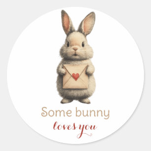Bunny with Love Letter Classic Round Sticker