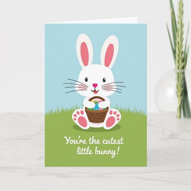 Bunny With Patterned Eggs Card (Front)