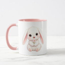 Bunny with Pink Flower  Mug