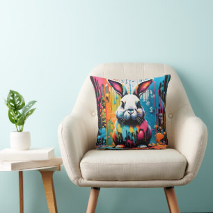 Bunny with splatters cushion