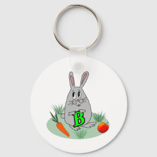 Bunny with the letter B on the lawn Key Ring