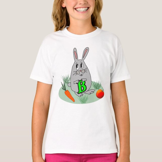 Bunny with the letter B on the lawn T-Shirt (Front)