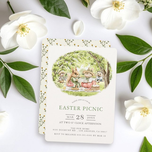 Bunny Woodland Animals Easter Picnic Invitation (Creator Uploaded)