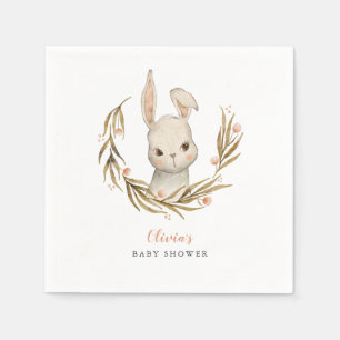 Bunny Woodland Theme Girl Baby Shower Napkin