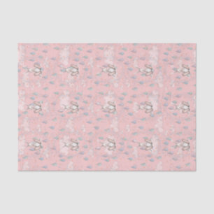Bunny Wreath Clouds & Raindrops - Pink Tissue Paper