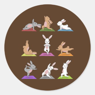Bunny Yoga Classic Round Sticker