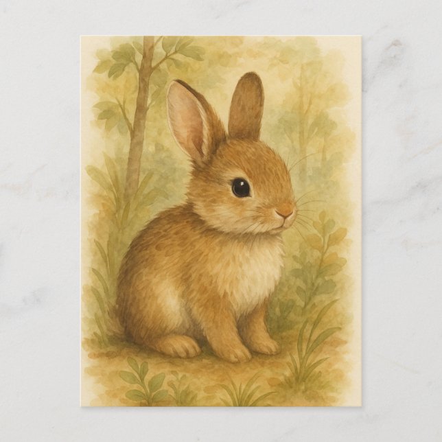 Bunny Young Hare Baby Rabbit Wild Animals Postcard (Front)