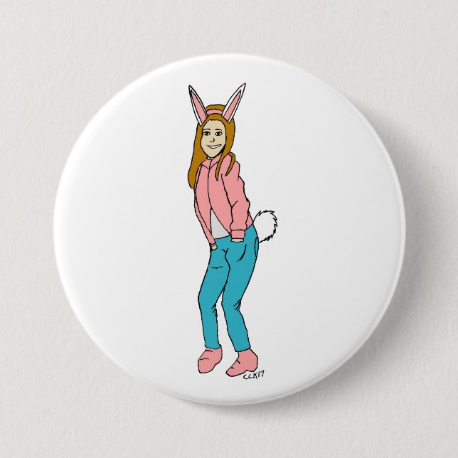 bunnygirl 7.5 cm round badge (Front)