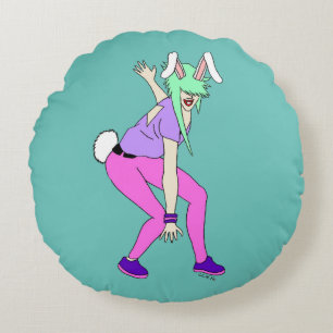 bunnygirl button round cushion