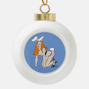bunnygirl ceramic ball christmas ornament