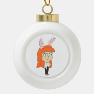 bunnygirl ceramic ball christmas ornament