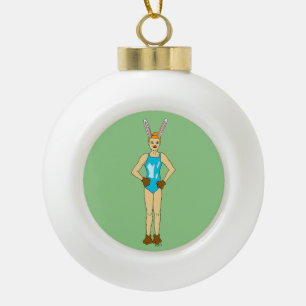bunnygirl ceramic ball christmas ornament