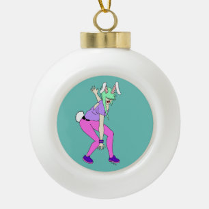bunnygirl ceramic ball christmas ornament