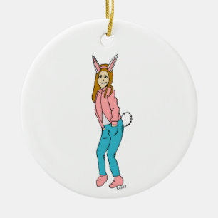 bunnygirl  ceramic ornament