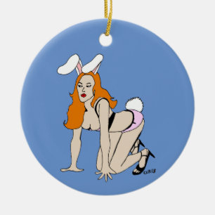 bunnygirl ceramic ornament