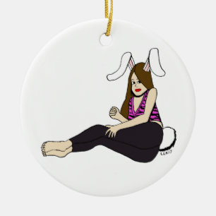 bunnygirl  ceramic ornament