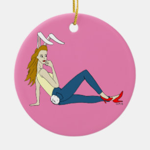bunnygirl ceramic ornament