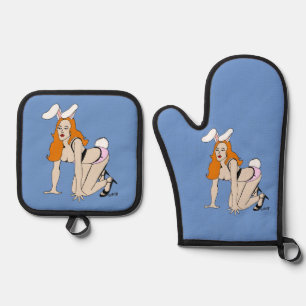 bunnygirl oven mitt & pot holder set