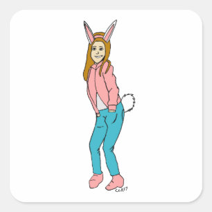bunnygirl     square sticker