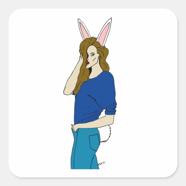bunnygirl  square sticker (Front)