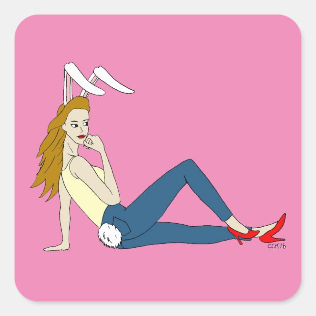 bunnygirl   square sticker (Front)
