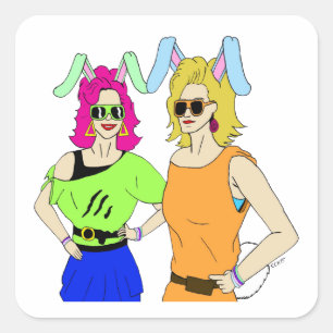 bunnygirls square sticker