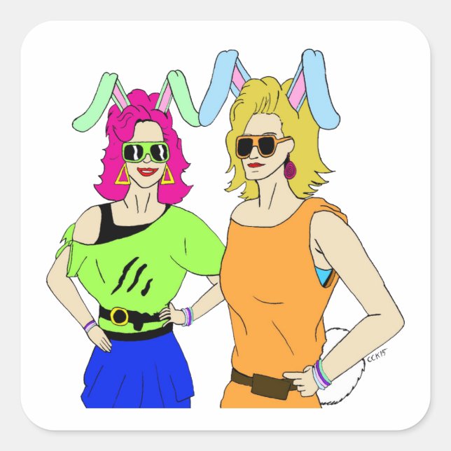 bunnygirls        square sticker (Front)