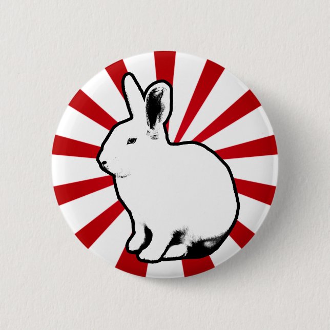 BunnyLuv White Rabbit Candy Stripe Button (Front)