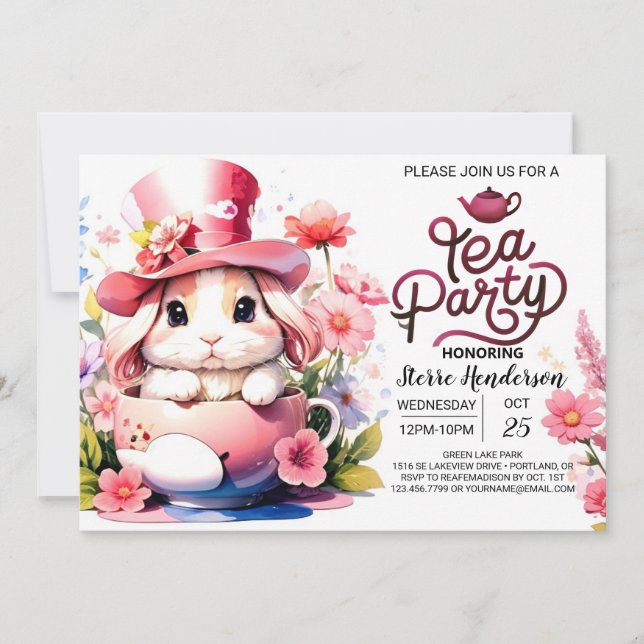Bunny's Baby Shower Tea Time Invitation (Front)