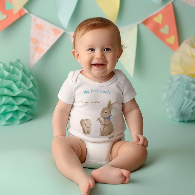 Bunny's boy First Tooth Party Baby Bodysuit (Creator Uploaded)