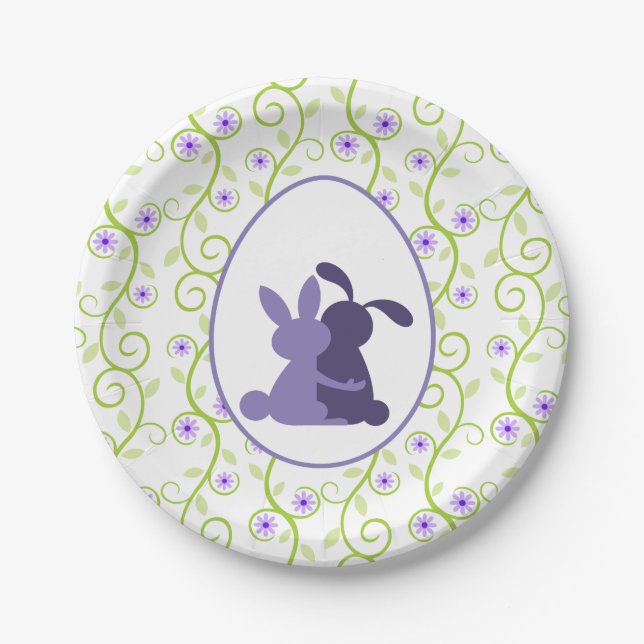 Bunny's Embrace Spring Floral Paper Plate (Front)