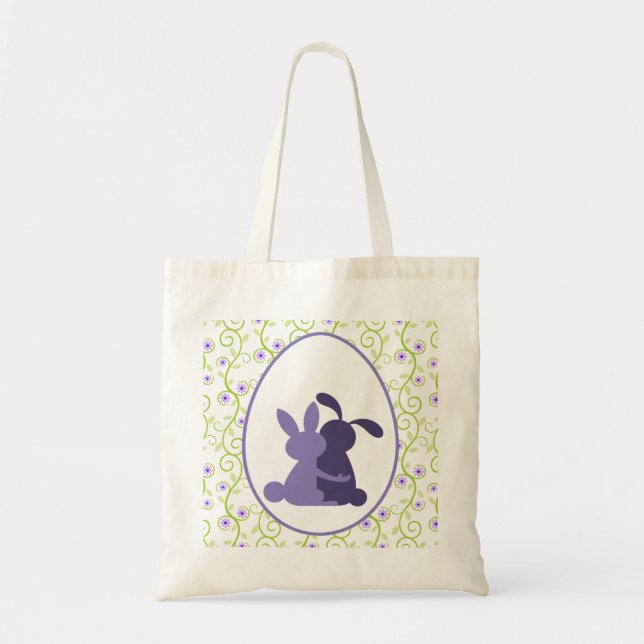 Bunny's Embrace Spring Floral Tote Bag (Front)