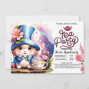 Bunny's Wonderland Tea Party Baby Shower Invitation