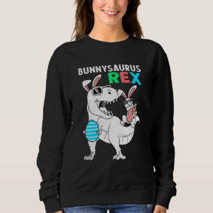 Bunnysaurus Easter Bunny Riding Dinosaur T Rex Egg Sweatshirt