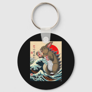Bunnyzilla Japanese Art Funny Rabbit Easter Key Ring